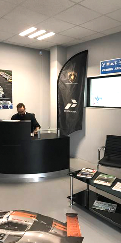 topcats racing reception and MOT waiting room area