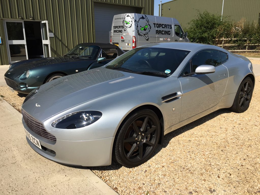 silver Aston Martin V8 Vantage (2006) at topcats racing workshop