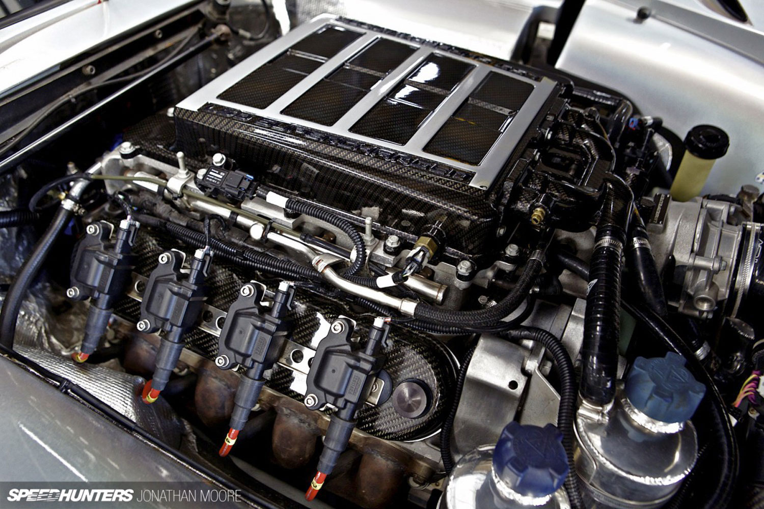 close up of V8 chevy ls engine conversion in TVR