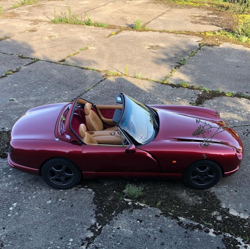 cherry red 1998 tvr chimaera at topcats racing workshop