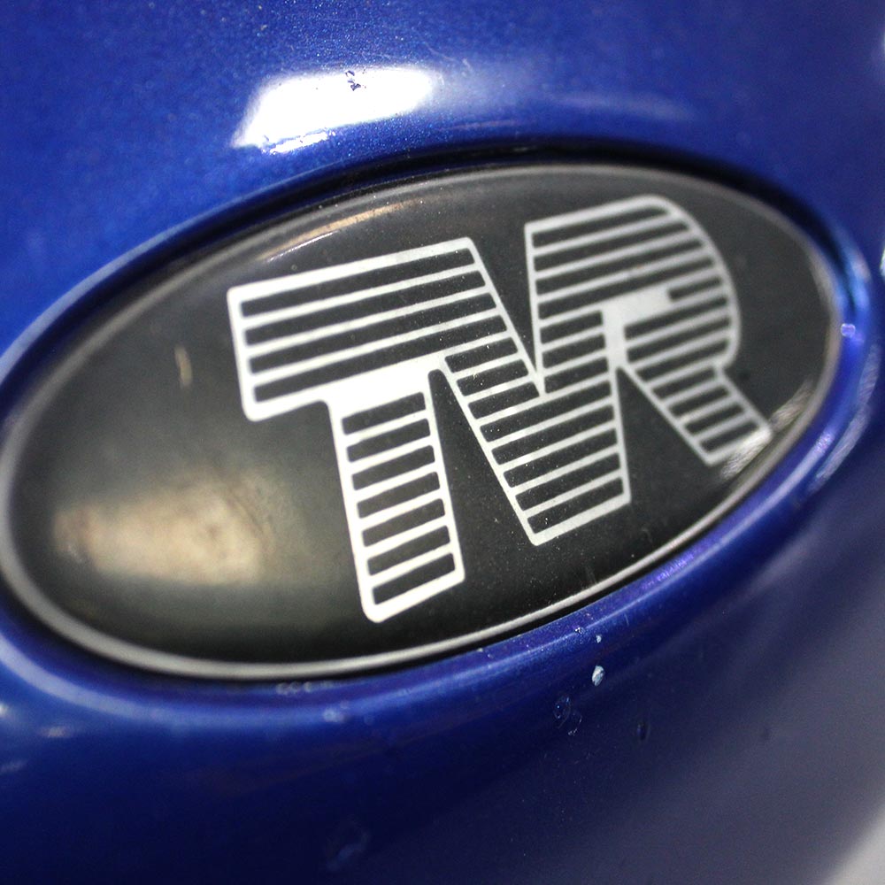 close up of tvr emblem