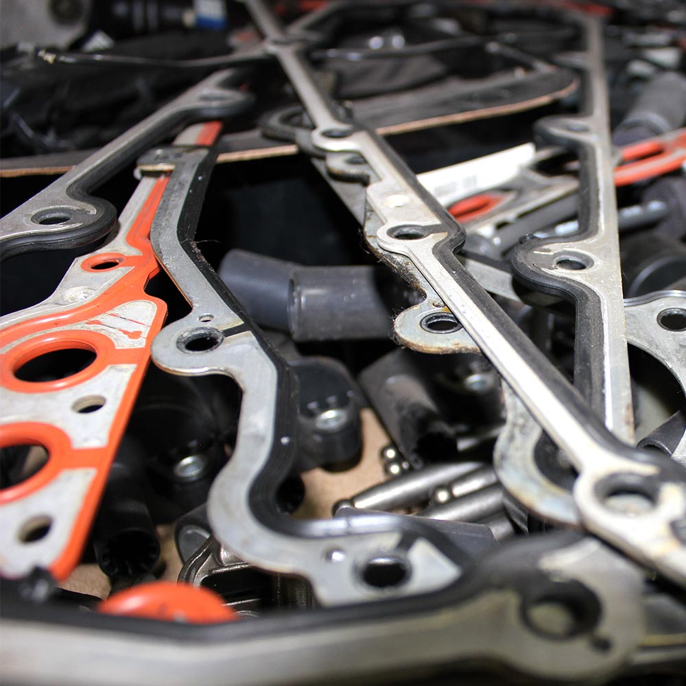 close up of engine gaskets