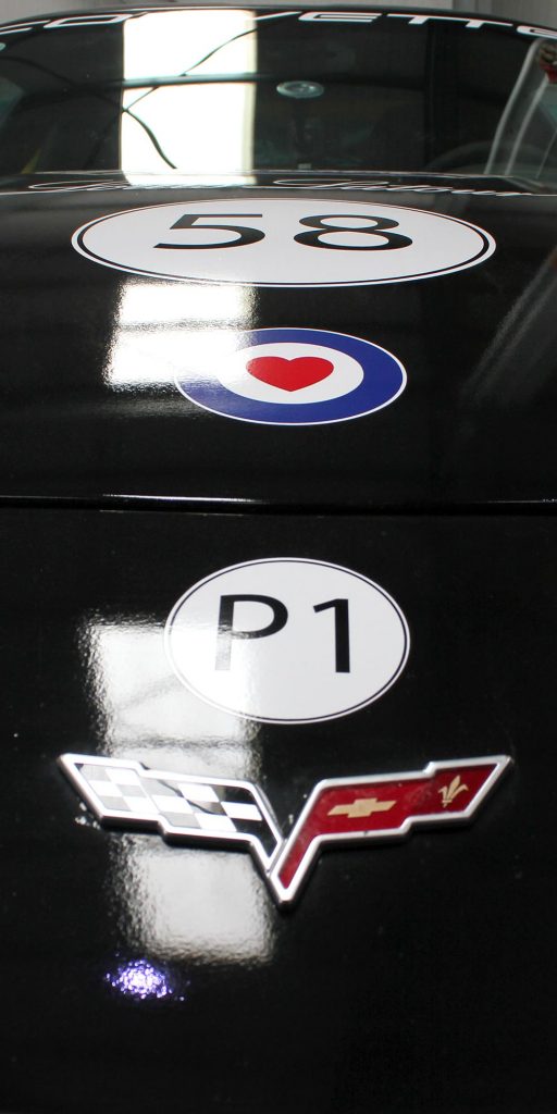 close up of corvette emblem