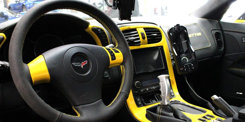 chevrolet corvette black and yellow interior